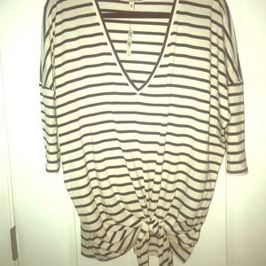 Striped V-neck Tee
